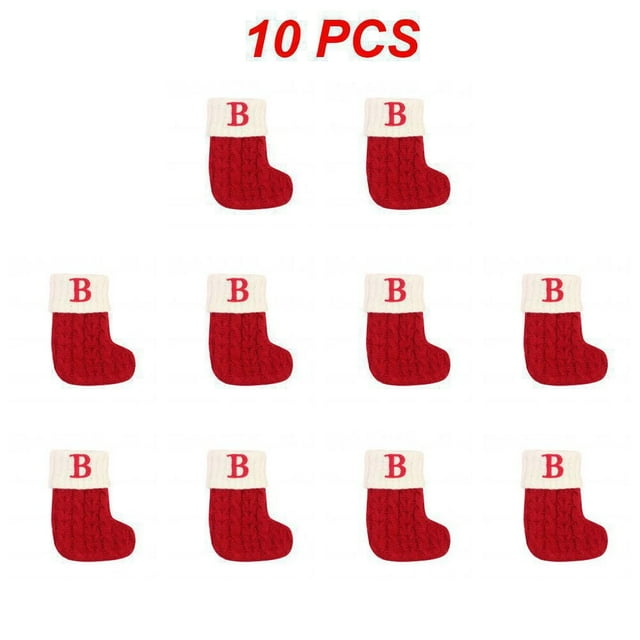 1~10PCS Christmas Socks Letter Snowflake Pattern Knitting Christmas Stocking Gift Bag Christmas Decorations for Home 2022