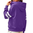 thumbnail image 6 of LUVDA Stripe Sleeve Zip Up Hoodie for Women Athletic Sweatshirt with Kangaroo Pocket Casual Loose Fit Top, 6 of 7