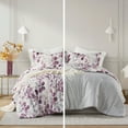 thumbnail image 4 of Regency Heights Full/Queen Comforter Sets, Reversible Seersucker Floral Bedding Sets, 3 Piece Lightweight Purple Botanical Flowers Comforter Bed Set with Pillow Shams, 4 of 10