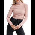 thumbnail image 1 of Suéteres Acanalados para Mujer, Lindos Suéteres de Punto de Cuello Alto, Ajustados y Cálidos Rosa un Tamaño, 1 of 10