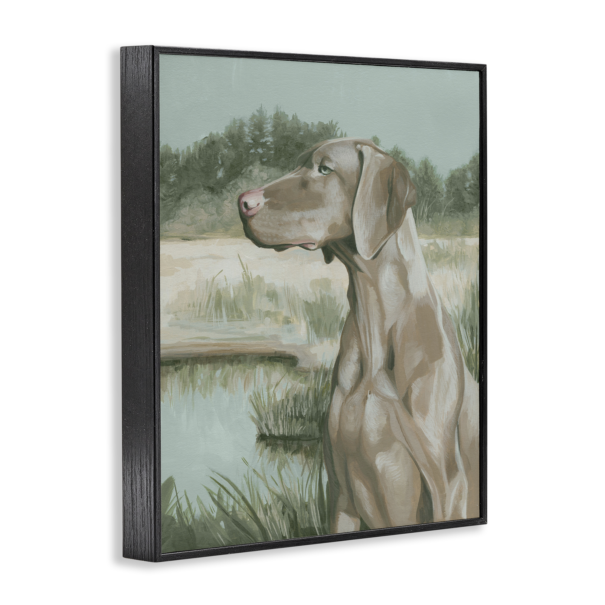 Stupell Industries Stoic Labrador Landscape Animals & Insects Painting Black Framed Art Print Wall Art, 16 x 20