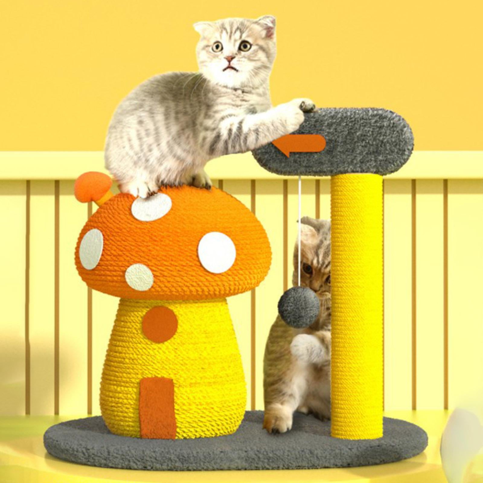 Bvdfgk Funny Sisal Cat Scratching Post Climbing Tree Pet Activity Interactive Toy - Mushroom Color B