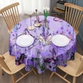 thumbnail image 3 of Purple Lavender Butterfly Scene Round Tablecloth 60"x60",Wrinkle Wipeable Table Cloth for Kitchen Dining Room Picnic Patio Party, 3 of 6