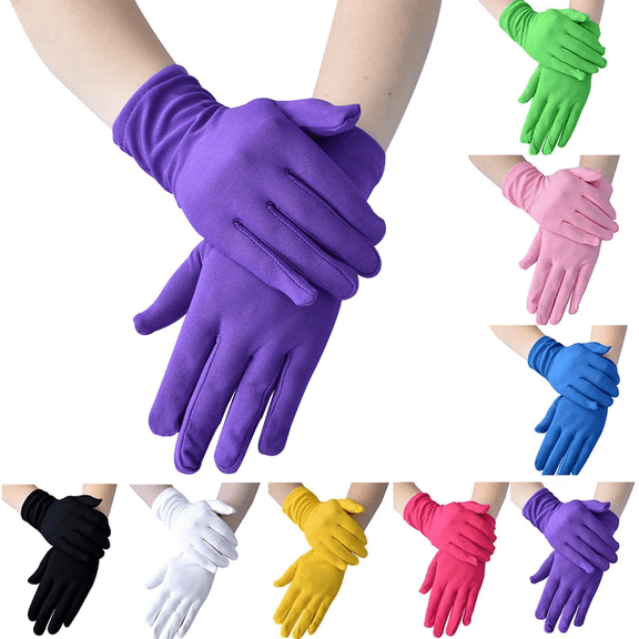 Adult Spandex Gloves,Short Stretchy Opera Gloves for Halloween Party Costume 1920s Flapper Accessories Purple