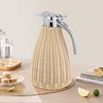 thumbnail image 4 of Coffee Thermal Carafe1.5L Double Walled Vacuum Insualted Carafe with Handmade Rattan Body for Keeping Hot Coffee & Tea Hot -24Hours (Beige), 4 of 9