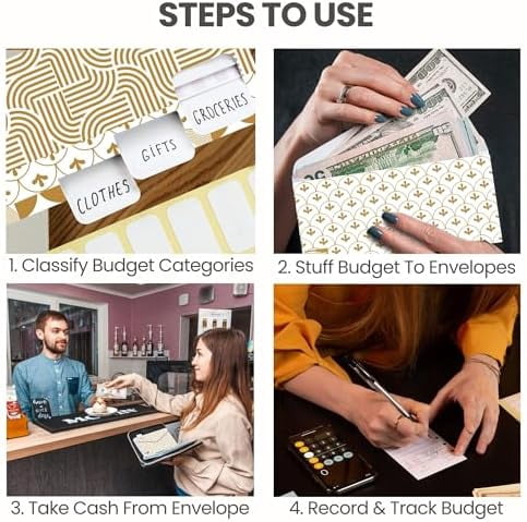 Cash Envelope Wallet Brown All in One Budget System RFID Blocking with 12x Tabbed Cash Envelopes, 12x Monthly Budget Cards,1x Yearly budget planner sheet Complete Money Organizer Set for Cash