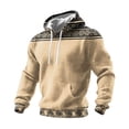 thumbnail image 1 of Ceisia Men's Regular-Fit Ethnic Print Quilted Hooded Sweatshirt (Beige-Brown) for Winter Gift, 1 of 2