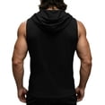 thumbnail image 5 of Men's Cotton Linen Tank Tops Sleeveless Hoodie Shirts Lace Up Beach Summer Yoga Top Hippie Renaissance Pirate Tunic with Hood Size 3XL Black, 5 of 6