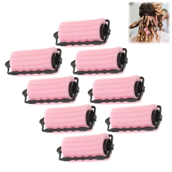 8 Pack Sponge Hair Curlers,Comfortable Soft Foam Hair Rollers,No Heat Rollers Clips,Flexible Hairdressing Tools,Sleeping Hair Curling Roller,for Overnight Hair Styling (Pink)