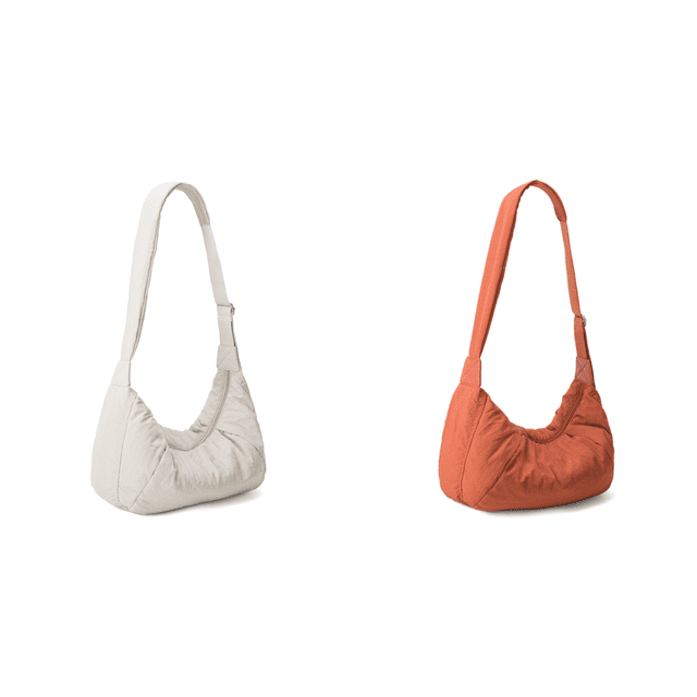 Bolso Crescent para Mujer Bandolera Con Bolsillo Interior Nailon (Beige)
