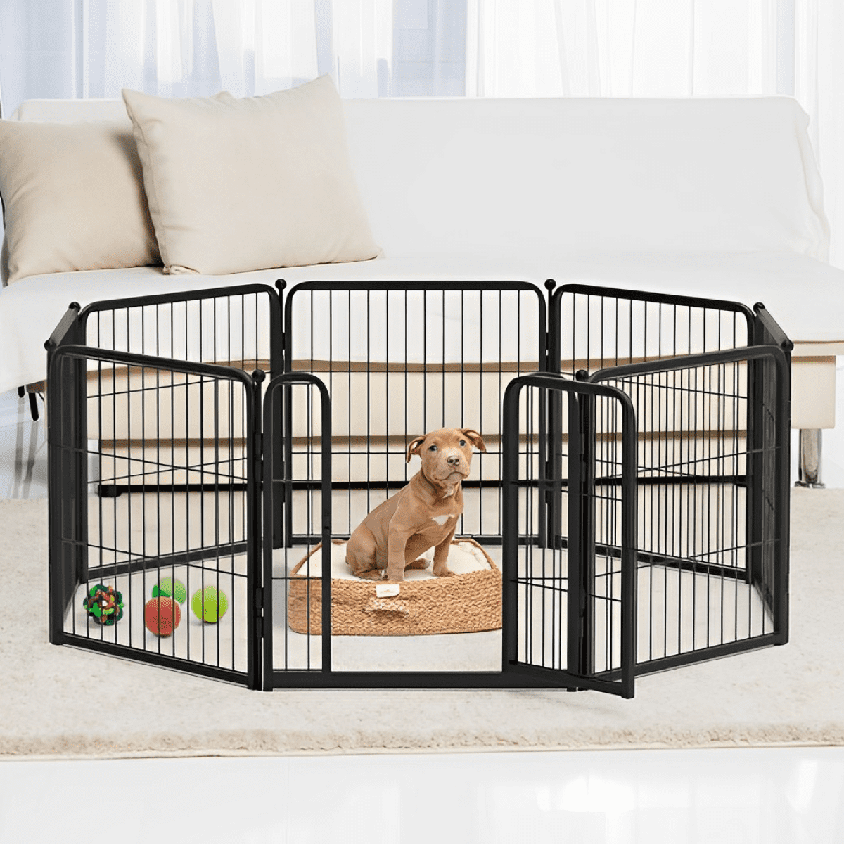 FXW HomePlus Dog Playpen Indoor, 8 Panels 32" Height Dog Fence Exercise