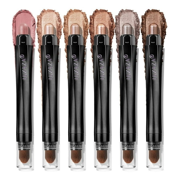 Neutral Eyeshadow Stick Makeup 6PCS Set, Brown Nude Metallic Shimmer Matte Cream Eye Shadow Eyeliner Brightener Pencil Crayon - BROWN CANYON