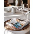 thumbnail image 6 of Orange Blue Fall Cloth Napkins Set of 8 Reusable Dinner Napkins, Pumpkins Botanical Thanksgiving Wooden Cocktail Napkin Washable Table Napkins for Wedding/Holiday Party/Baby Shower 20"x20", 6 of 7