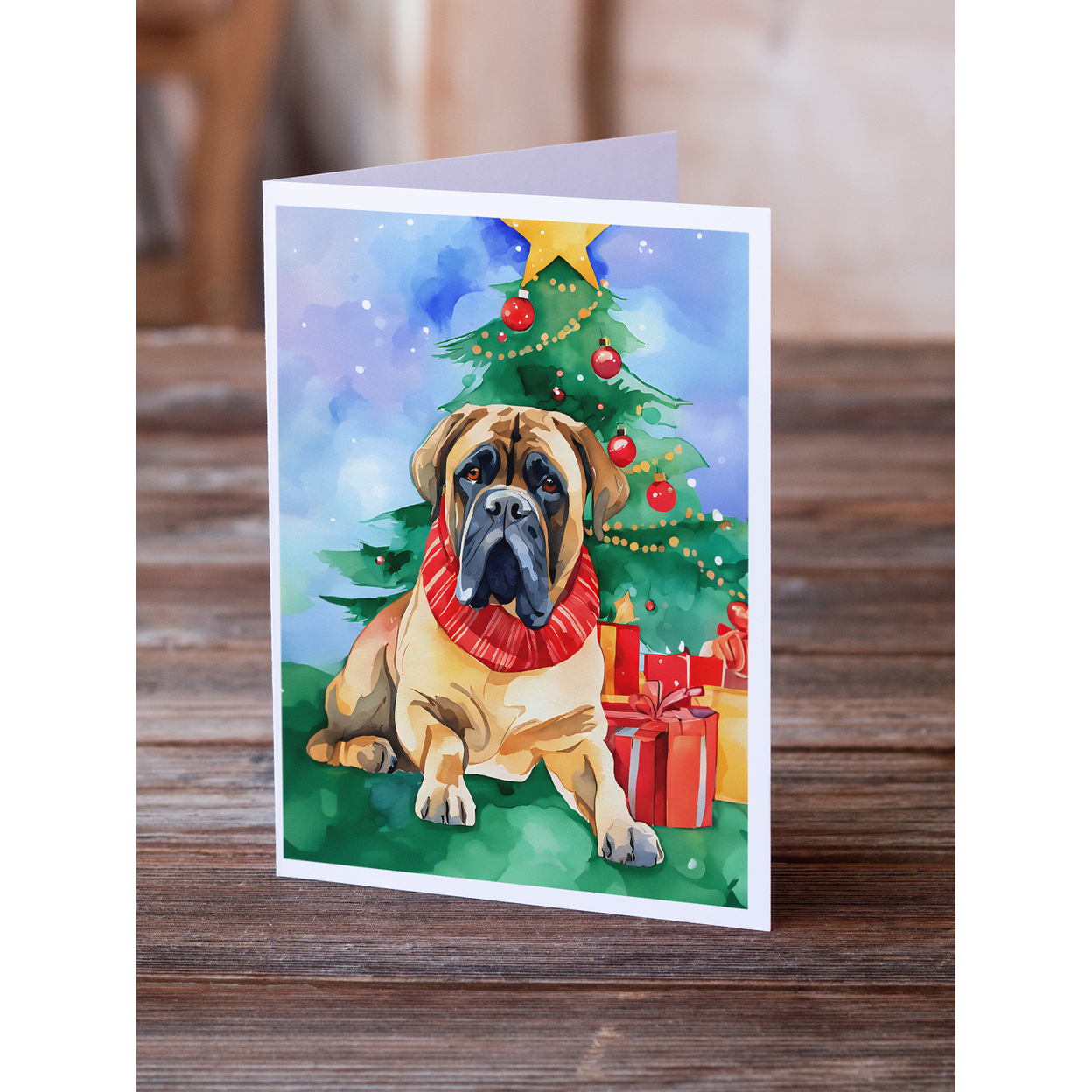 Mastiff Christmas Greeting Cards Pack of 8 7 in x 5 in
