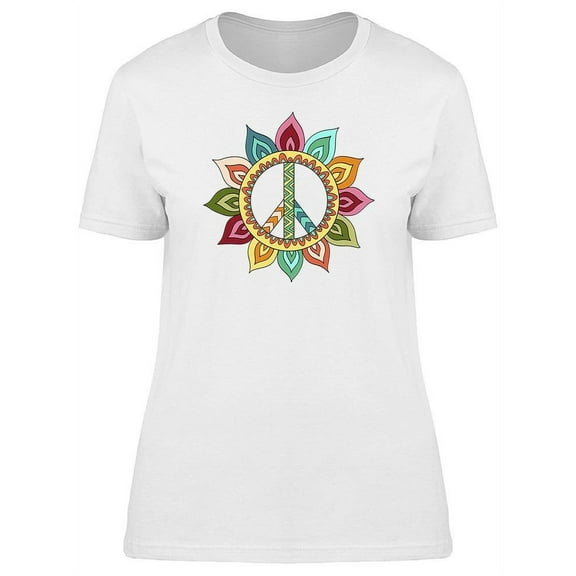 Hippie Vintage Peace Symbol T-Shirt Women -Image by Shutterstock, Female Large
