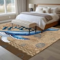 thumbnail image 5 of Summer Blue Sea Whale Living Room Rugs 6'x9', Nautical Vintage Ocean Wave Compass Sailboat Linen Low Pile Throw Large Area Rug Non-Slip Sturdy Edge Binding Carpet for Dining Room Kitchen Office, 5 of 9