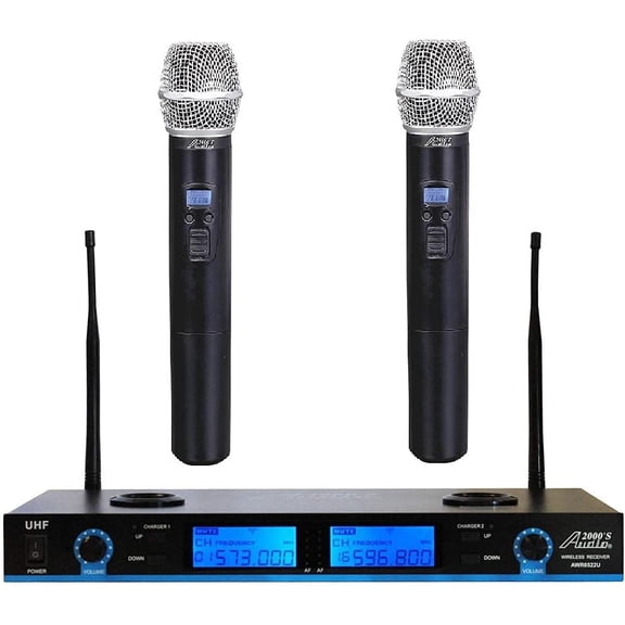 Audio 2000S WM6522 PLL Frequency Agile UHF Rechargeable Wireless System with Two Rechargeable Handheld Wireless Microphones