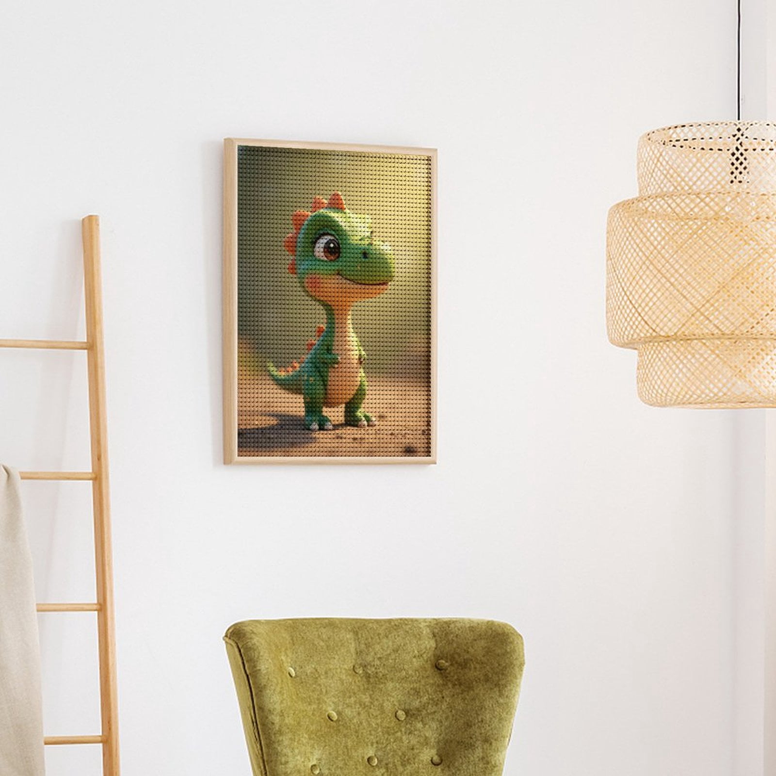 Diamond Art Kits for Adults, Cute Cartoon Dinosaur Sunset Scene 5D Diamond Painting Kits for Adults Beginners, DIY Full Drill Diamond Painting, Gem Art and Crafts 12x16