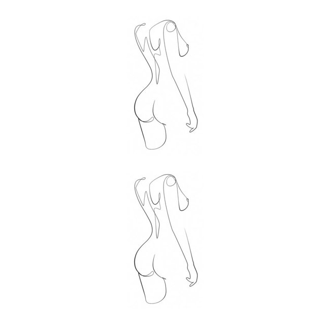 Kearding Pintura de lienzo de dibujo de una línea única blanca para decoración del hogar mujer cuerpo minimalista impresión A A 2Conjunto