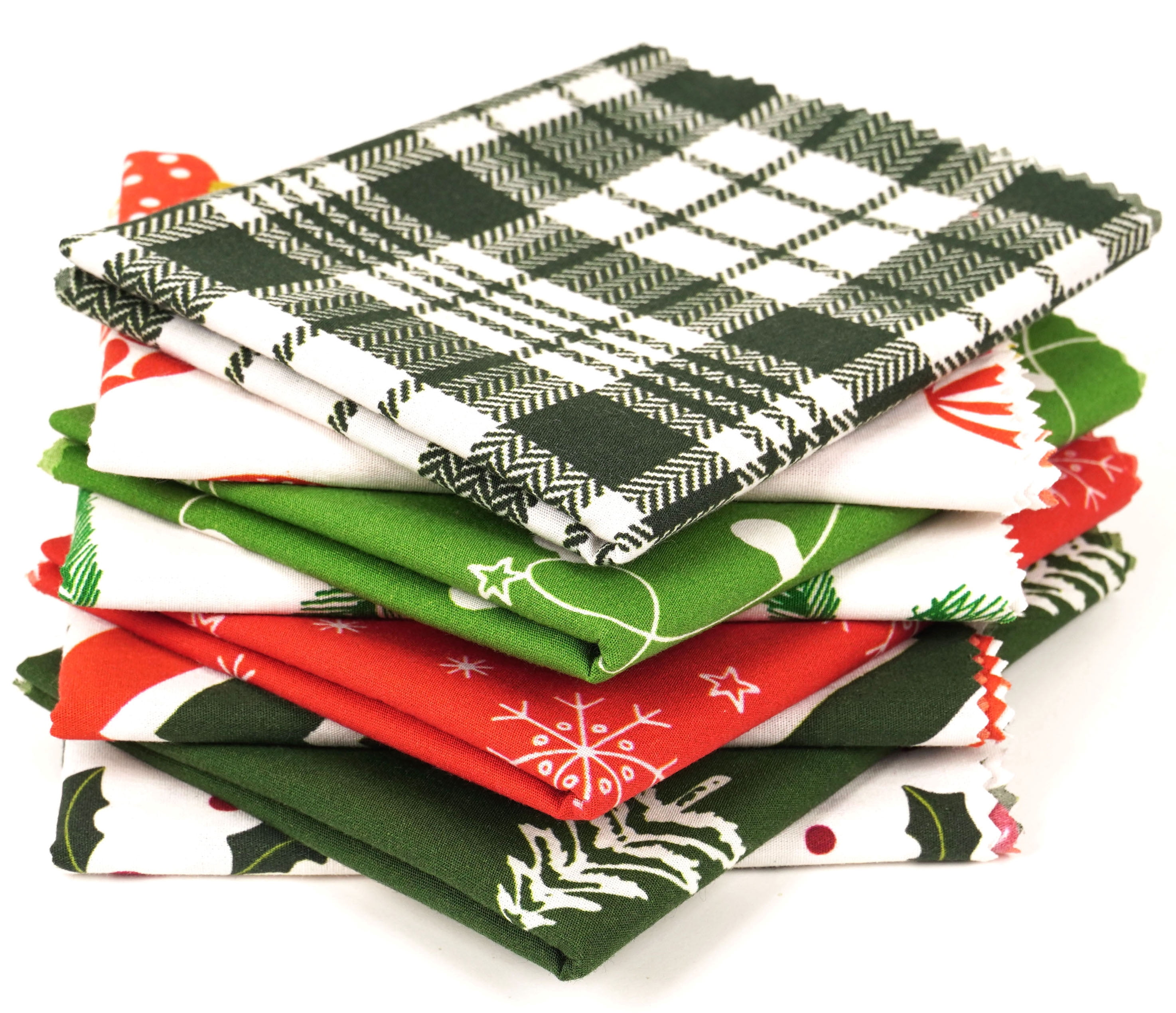 Soimoi 8 Pc Fat Quarter Bundle,ChristmasPrint 18"x 22"DIY Patchwork-100% CottonPre-Cut Quilting Fabric Red, White & Green