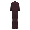 thumbnail image 5 of Scyoekwg Women's Fall Two Piece Outfits Round Neck Long Sleeve Tops Wide Leg Pants Casual Fashion Matching Outfits Two Piece Set Lounge Set (Coffee,L), 5 of 6