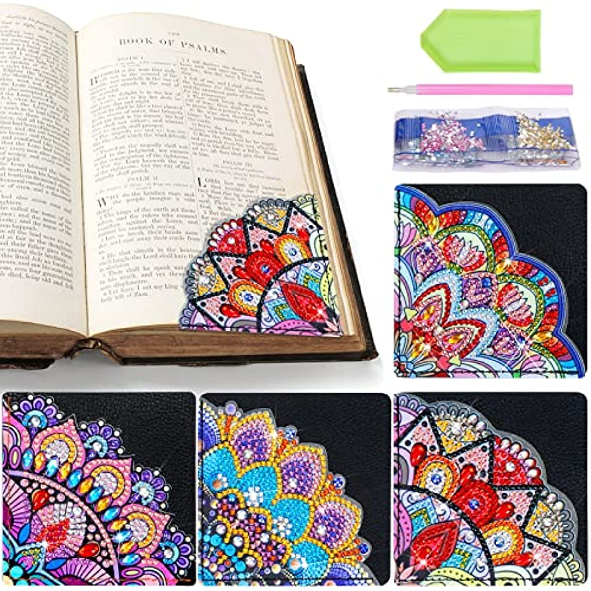 JAGOCY 4PS Diamond Painting Bookmark Kits,Corner Bookmarks for Books