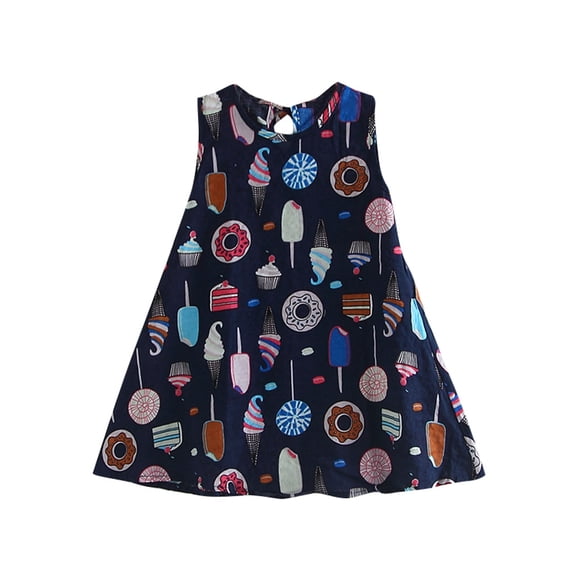 EnJoCho toddler Cute Dress Baby Kids Girls Sleeveless IceCream Cake Print Dresses Casual Clothes Baby Kids Summer Casual Beach Dresses 2-3 Years