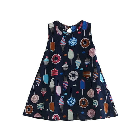 

wofedyo flower girl dress toddler baby kids girls sleeveless ice cake print dresses casual clothes girls dresses size 10-12