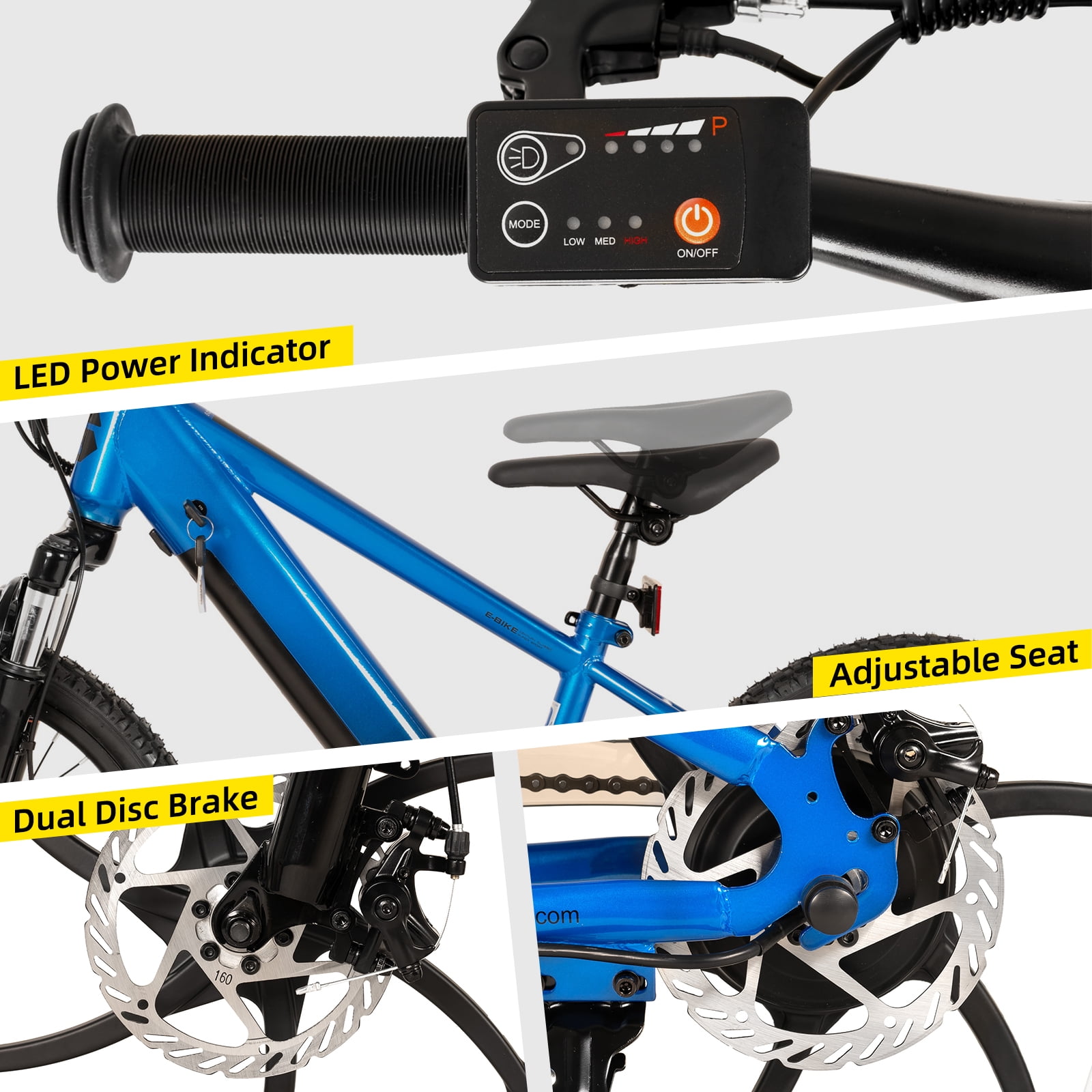 JOYSTAR Electric Bike for Teenagers, Ages 7+ with 250W Brushless Motor, 15 Miles 15MPH Electric Mountain Bicycle with Removable Battery, Multiple Colors