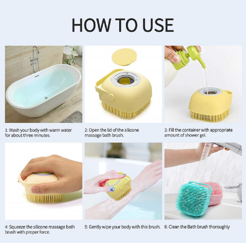 1pc Silicone Bath Brush With Detergent Dispenser, Modern Bath Body Brush  For Bathroom