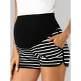 thumbnail image 4 of Women'S Maternity Shorts over Belly Pregnancy Lounge Workout Running Pajama Sleep Shorts with Pockets Black & White L, 4 of 6