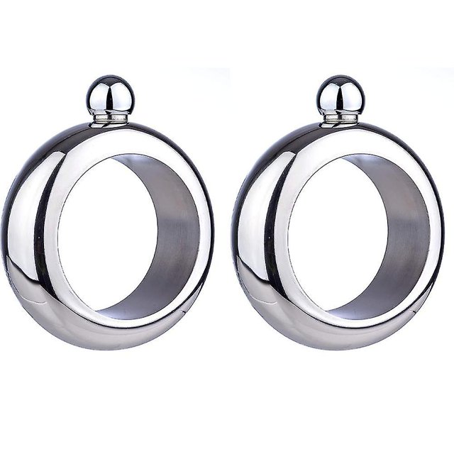 Bangle Bracelet Wine/alcohol Flask - Stainless Steel Black And Silver Creative Gift Set For Women