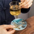 thumbnail image 3 of Ounissouiy Posavasos de cerámica de oro azul Base de taza Absorbente Mármol Océano Decorativo Mostrada 4 piezas Ounissouiy HA026036-01, 3 of 6