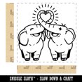 thumbnail image 2 of Elephant Couple Heart Trunks Love Anniversary Valentine's Day Square Rubber Stamp Stamping Scrapbooking Crafting - Small 1.25in, 2 of 7