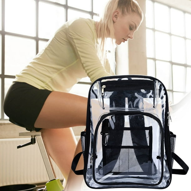 Haykey Heavy Duty Clear Backpack With Large Laptop Compartment, Plastic Bookbags For School
