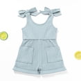 thumbnail image 2 of Coerni Baby Toddler Onesie Cute Bow Summer Solid Color Sleeveless Shorts 6M 4Y 3 Baby Girl Outfits, 2 of 6