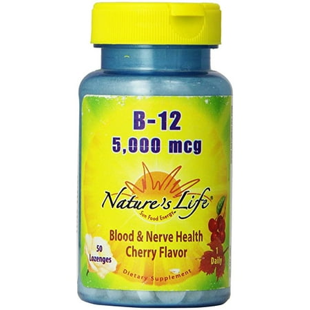 Natures Life - Vitamine B-12, d'une pastille, de cerise (BTL-plastique) 5000mcg 50ct