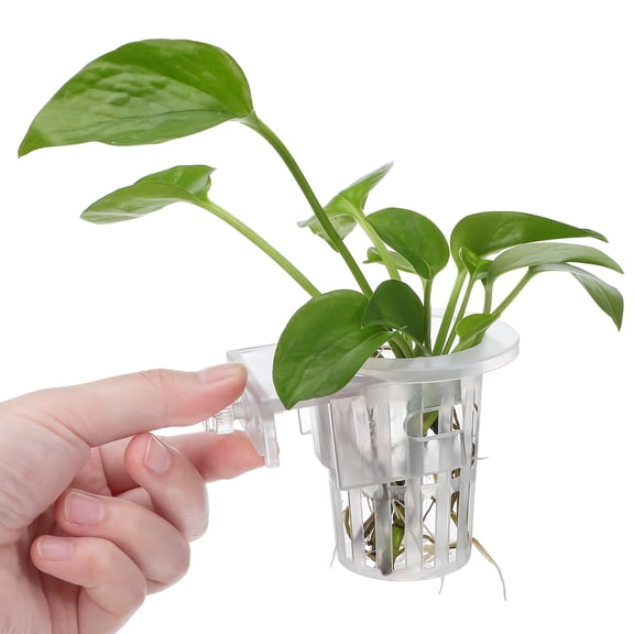 OFFIGAM 4-Pack Plastic Aquarium Hanging Plant Holders for Aquatic Plants, to Install