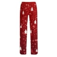 thumbnail image 6 of Women's Fashion Loose Casual Christmas Snowman Print Pants with Drawstring Elastic Waist, Comfortable Sleepwear and Loungewear Trousers for Home,Red,M, 6 of 7