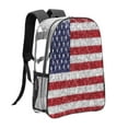 thumbnail image 3 of Rocae America Flag Glitter for 16inch Clear Backpack Transparent School Backpack for Women Men, Capacity Clear Bag for College, Travel, 3 of 7