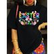 thumbnail image 1 of Easter Vibes T-Shirt, Casual Crew Neck Short Sleeve Top with Cute Bunny, Butterfly, and Floral Letter Print, All-Season, 1 of 6