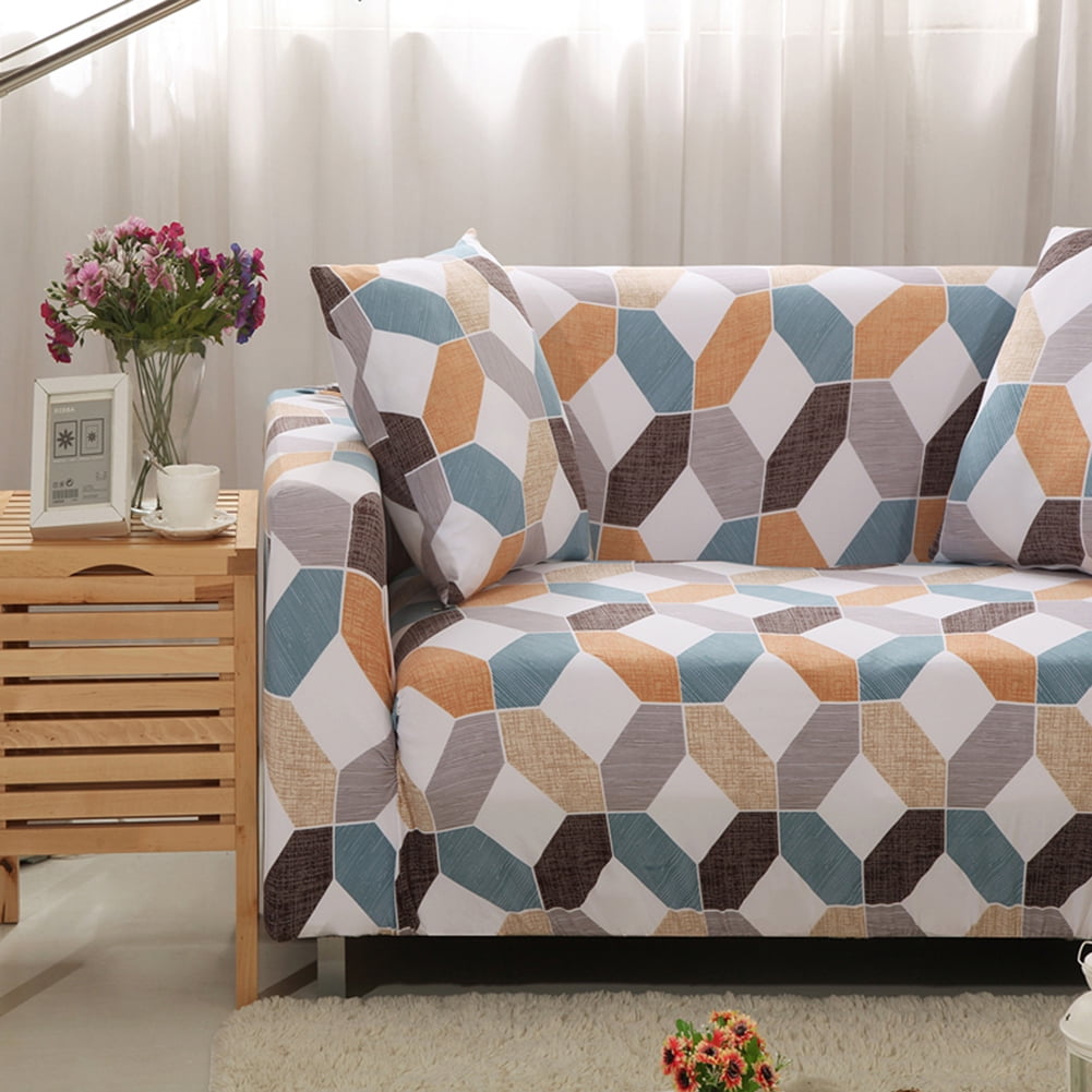 1 2 3 4 Seater Printed Sofa Cover Couch Slipcover, Elastic Stretch Armchair / Loveseat / Couch Sectional Sofa Slipcover Furniture with 1 Pillowcase Protector Dog Pet