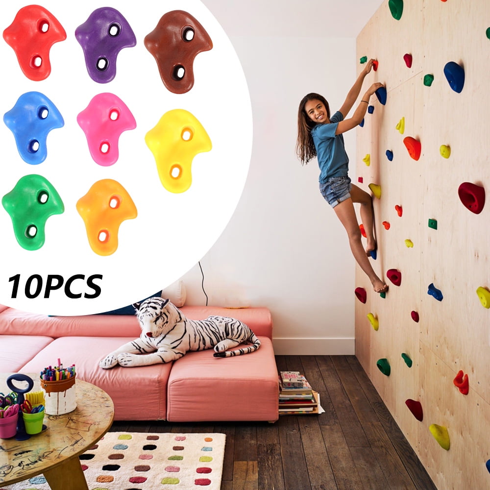 10pcs Multi-Color Climbing Stone Textured Rock Climbing Holds Rocks Wall Stones for Kids with Installation Hardware Kit Bolt 