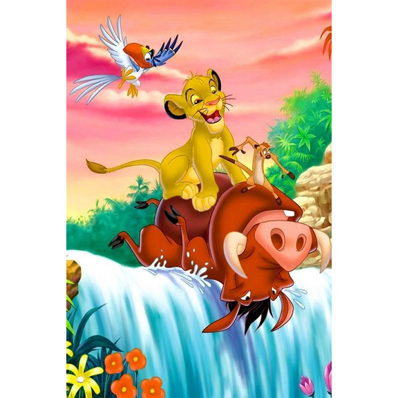 5D DIY The Lion King Diamond Painting by Number Kit for Adult, Full Drill Crystal Rhinestone Embroidery Cross Stitch Diamond Embroidery Dotz Kit for Home Wall Decor