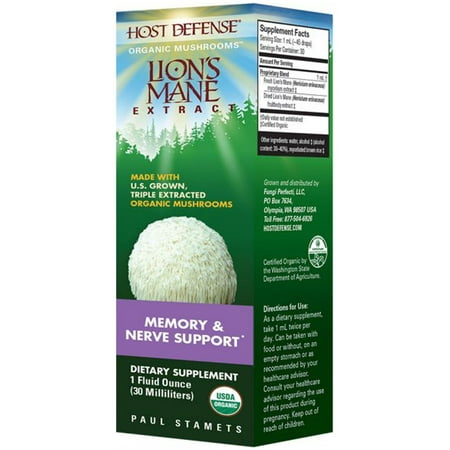 Host Defense - Lion's Mane Extract, Mushroom Support for Memory & Nerves, 30 Servings (1 oz)