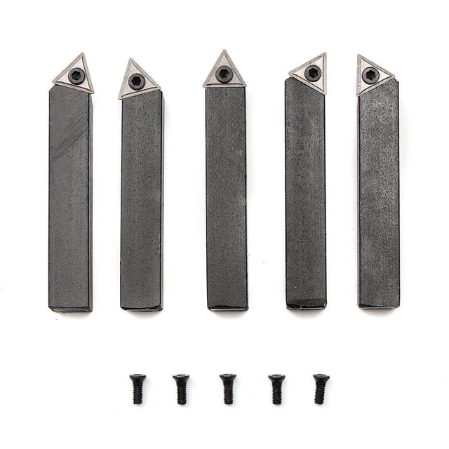 HEALEEP 5Pcs Carbide Lathe Cutting Tool Set Assorted Color with Tungsten Tips for Cnc Lathe