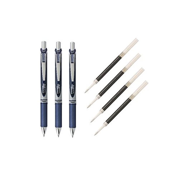 Pentel EnerGel Deluxe RTX Liquid Gel Ink Pen Set Kit, Pack of 3 with 4