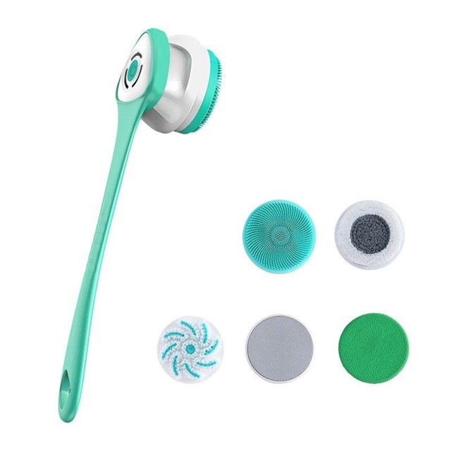 Qarigey Cepillo de ducha eléctrico con mango largo IP67, cepillo de baño resistente al agua para el brazo del cuerpo, cepillos de baño giratorios de Cuerpo del baño Verde Qarigey CE014029-01B