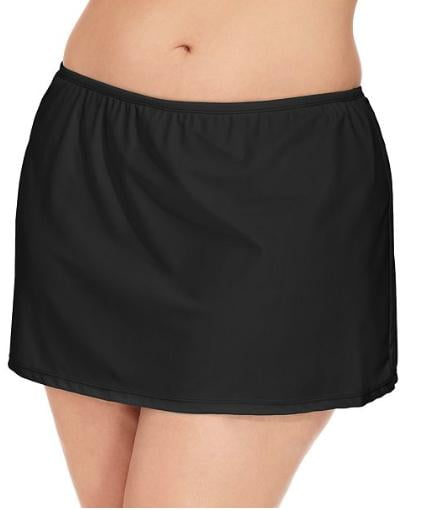 Island Escape BLACK Plus Size Swim Skirt, US 16W