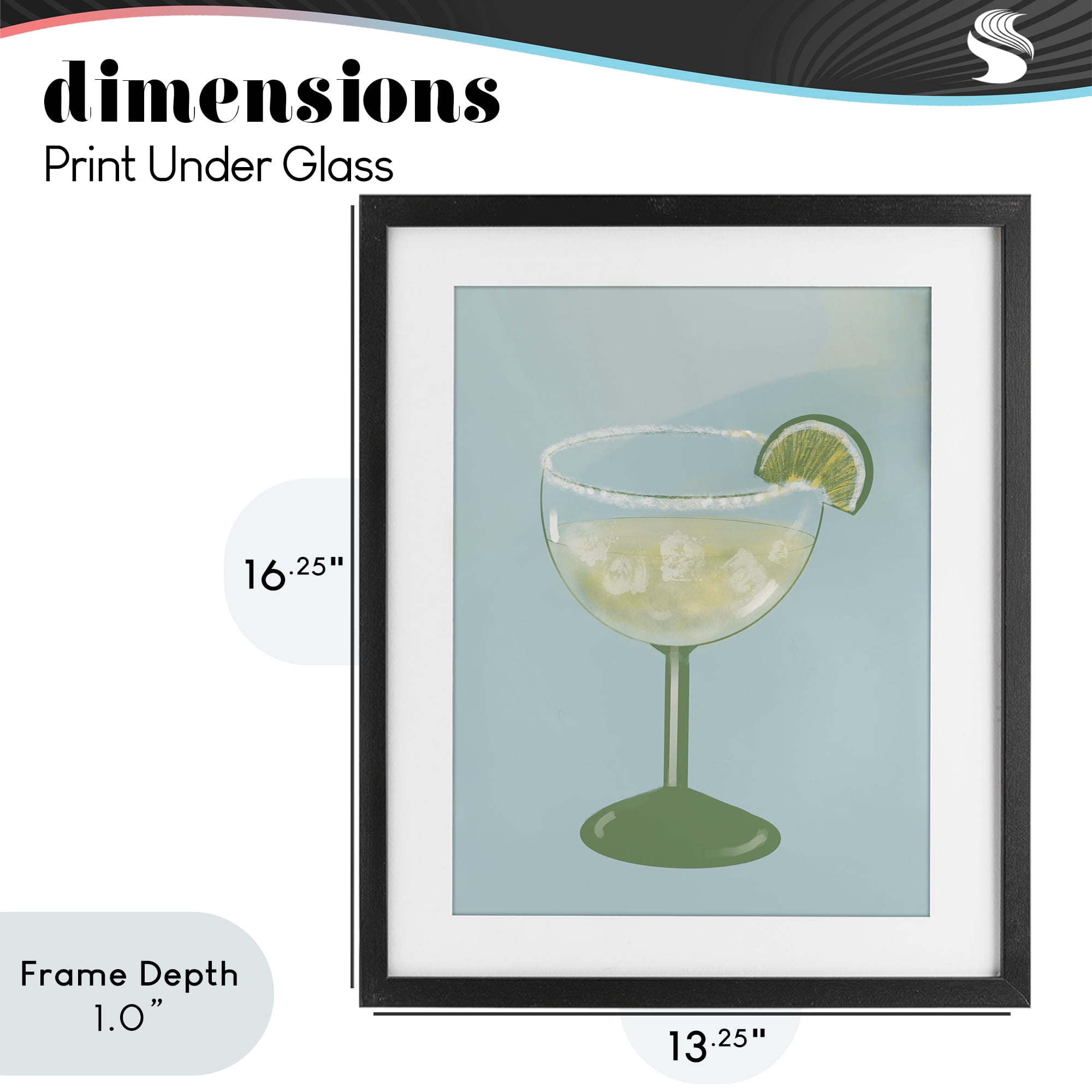 Stupell Industries Margarita Glass over Blue Black Framed Print Under Glass, design by Robin Maria